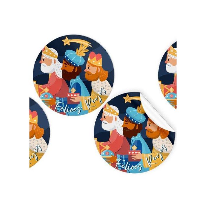 Etiquetas Regalo Adh. Rollo 250 Uds. Redondas Ø 40 Navidad Felices Reyes