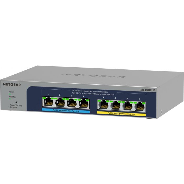 NETGEAR MS108EUP Switch Gestionado 8 Puertos Multi-Gigabit 2.5G Ultra60 PoE++ Ethernet Plus 1 NETGEAR MS108EUP Switch Gestionado 8 Puertos Multi-Gigabit 2.5G Ultra60 PoE++ Ethernet Plus 1