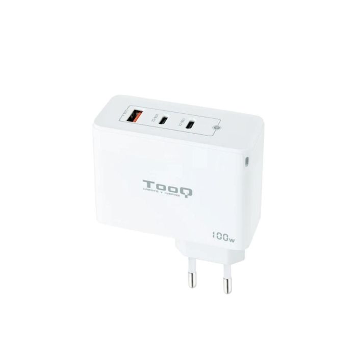 Tooq TQWC-GANQC2PD100W Cargador de Pared GaN 2xUSB-C PD + USB-A QC 100W Blanco