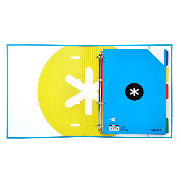 Antartik Carpeta con recambio a4 cuadro 5mm forrada 4 anillas 40mm redondas con solapa color azul 8