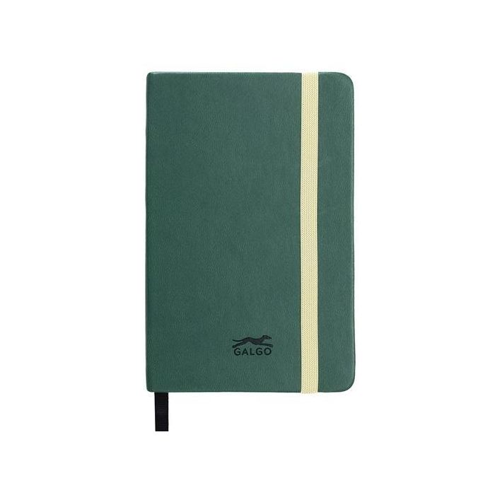 GALGO Cuaderno de Notas A6 Liso 80 Hojas Tapa Dura Verde Oscuro con Cierre Vertical