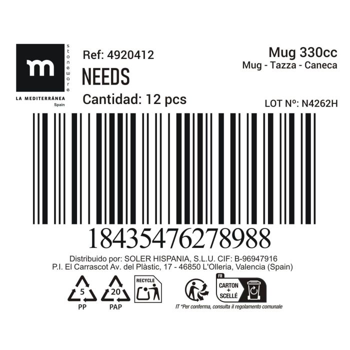 Mug Needs 330 ml - Inde (36 Unidades) 2 Mug Needs 330 ml - Inde (36 Unidades) 2