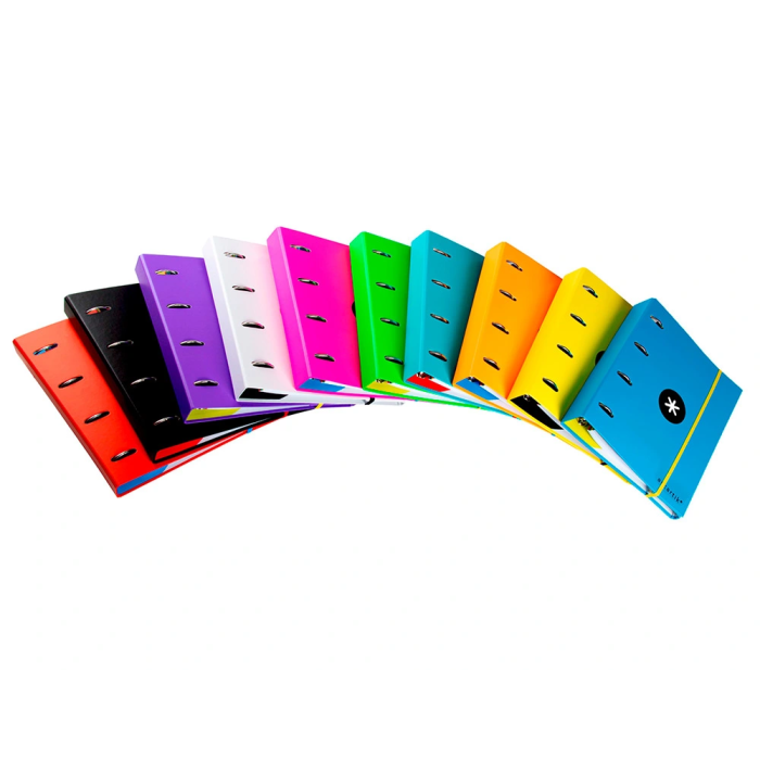 Antartik Carpeta con Recambio A4 Cuadro 5mm Forrada 4 Anillas 25mm Colores Surtidos 5