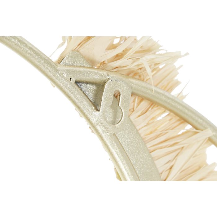 DKD Home Decor Espejo Estilo Boho Dorado Natural Metal Fibra Flecos 89 x 40 x 2 cm 3