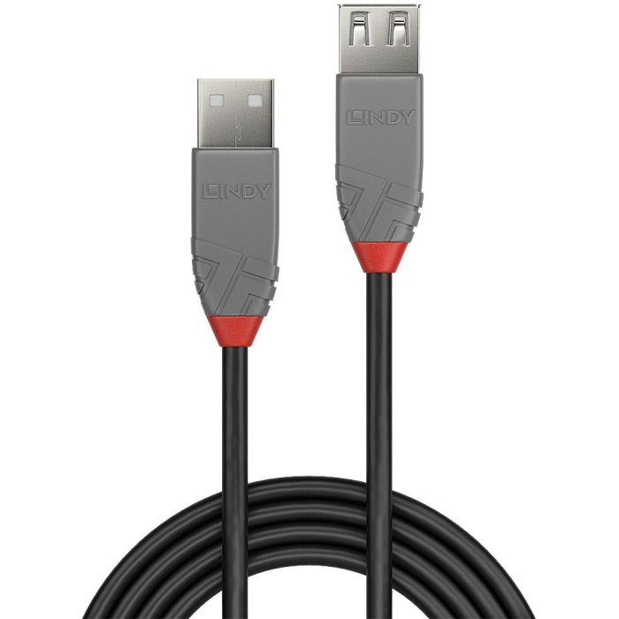 Lindy Cable de Extensión USB 2.0 Tipo A 2m Anthra Line para Instalaciones AV/IT Profesionales - Doble Apantallamiento, 480Mbps 1