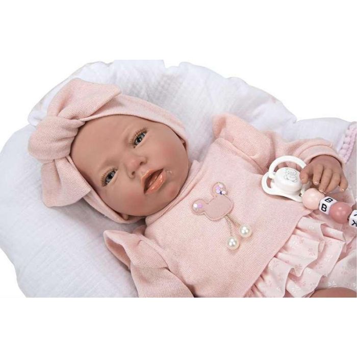 Muñeca reborn arias 40 cm alba rosa c/cojin 13