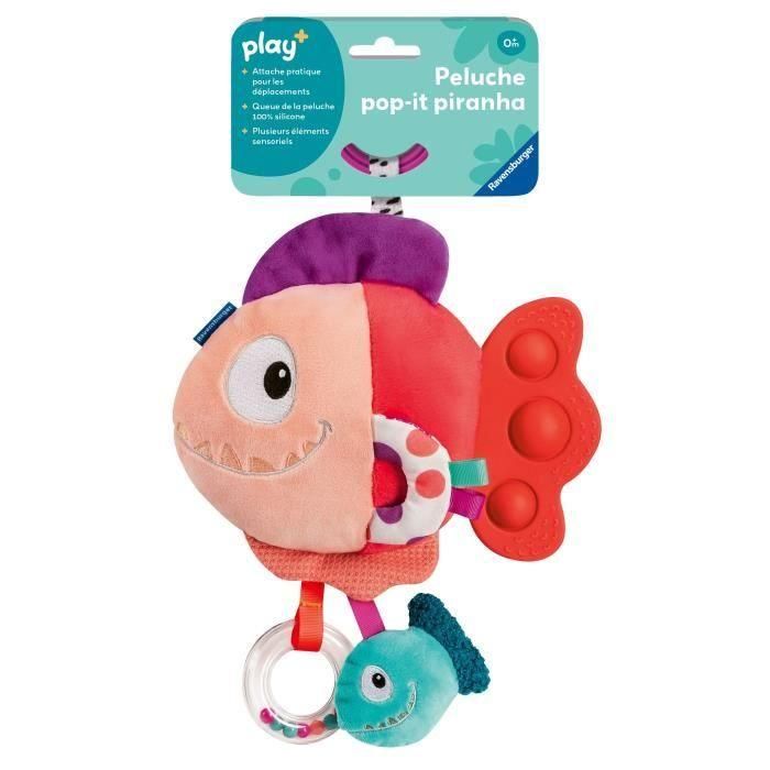 Ravensburger RAV12034015 Peluche Piraña Roja Pop-It Sensorial PLAY+ para Bebés Desde el Nacimiento 1