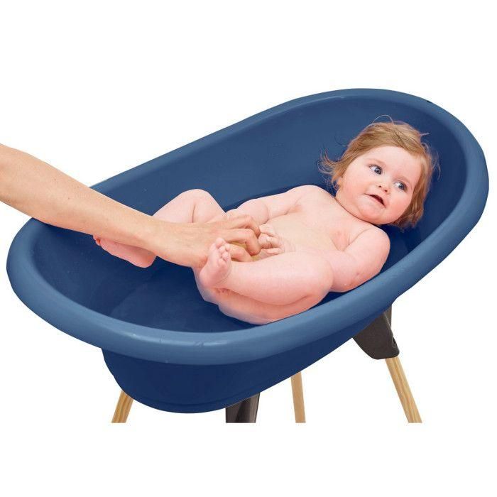 Kit de baño THERMOBABY VASCO: Bañera + pies + desagüe - Azul océano 3