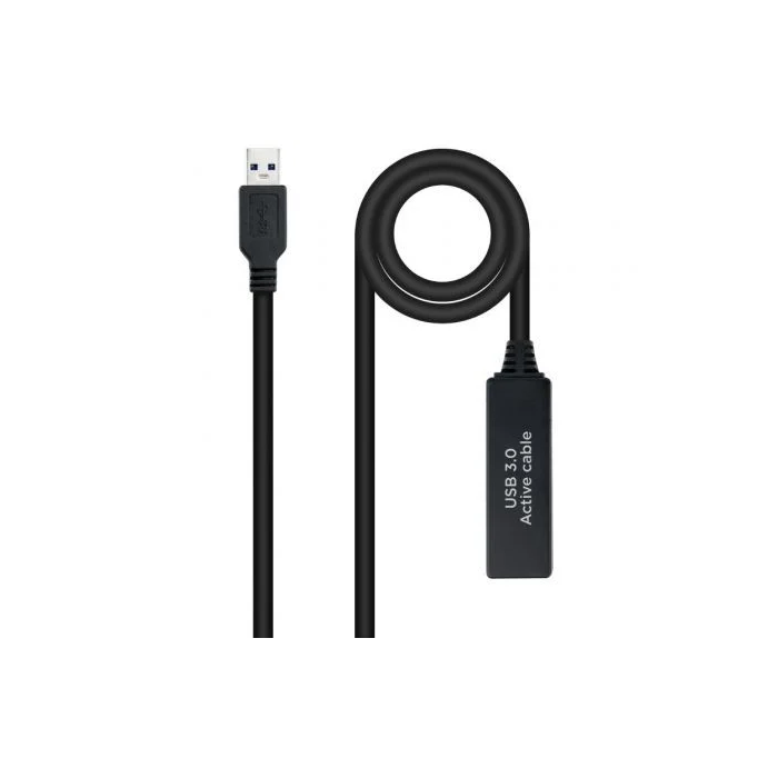 Nano Cable 10.01.0312 Cable Alargador Amplificador USB 3.0 Macho-Hembra 10m Negro