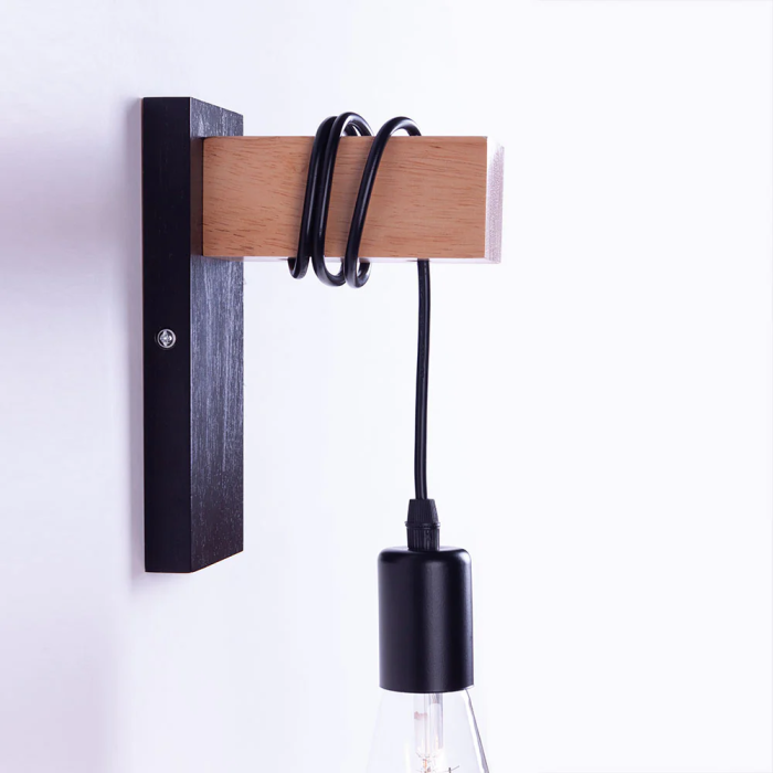 Aplique de Pared Elle SKD-W6000 Negro y Madera. Moderno, Vintage, Luz Lectura 2 Aplique de Pared Elle SKD-W6000 Negro y Madera. Moderno, Vintage, Luz Lectura 2