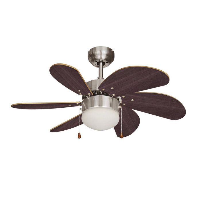 Edm Ventilador de techo modelo aral, color wengue/níquel satinado, Ø76cm, 50W