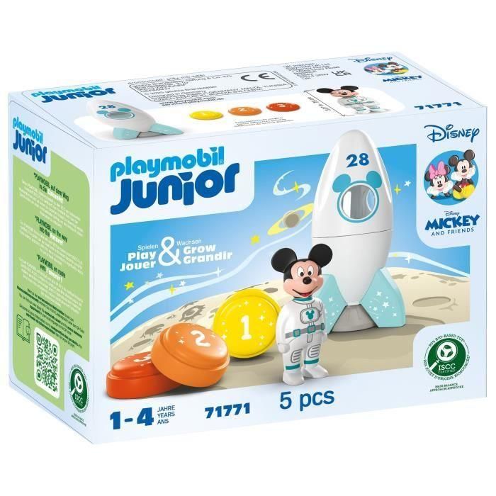 Playmobil 71771 Disney Mickey Mouse Set Aventura Espacial Cohete - Juguete para Bebés +12 Meses: Apila, Cuenta y Despega
