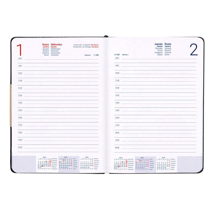 Agenda Encuadernada Liderpapel Dorios 170x240 mm Dia Pagina Color Negro Papel 70 gr 8