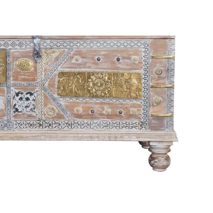 Giner & Colomer Baúl Mango Blanco Envejecido Madera Maciza 57x100x40 cm 5