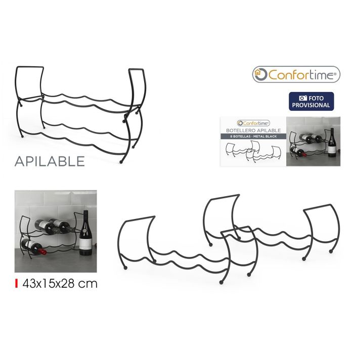 Confortime Botellero Metal Negro para 8 Botellas 44,5 cm 0 Confortime Botellero Metal Negro para 8 Botellas 44,5 cm 0