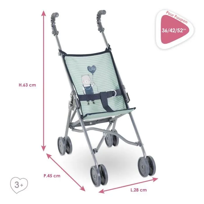 Corolle Cochecito Paraguas COR1712157965370 Sage Ligero Plegable para Bebés de 36/52 cm 2