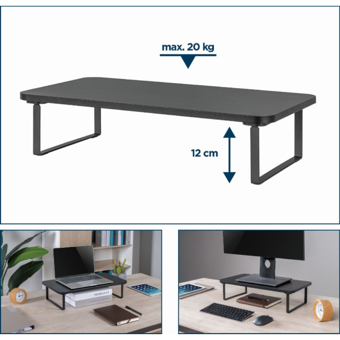 GEMBIRD Soporte para Monitor y Portátil Escritorio Negro MS-TABLE-03