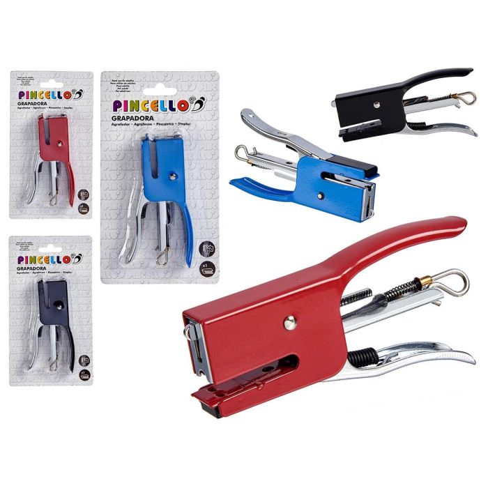 Grapadora de mano Pincello 3 colores - Azul, Negro, Rojo - 2x17x9.5 cm (36 Unidades) Grapadora de mano Pincello 3 colores - Azul, Negro, Rojo - 2x17x9.5 cm (36 Unidades)