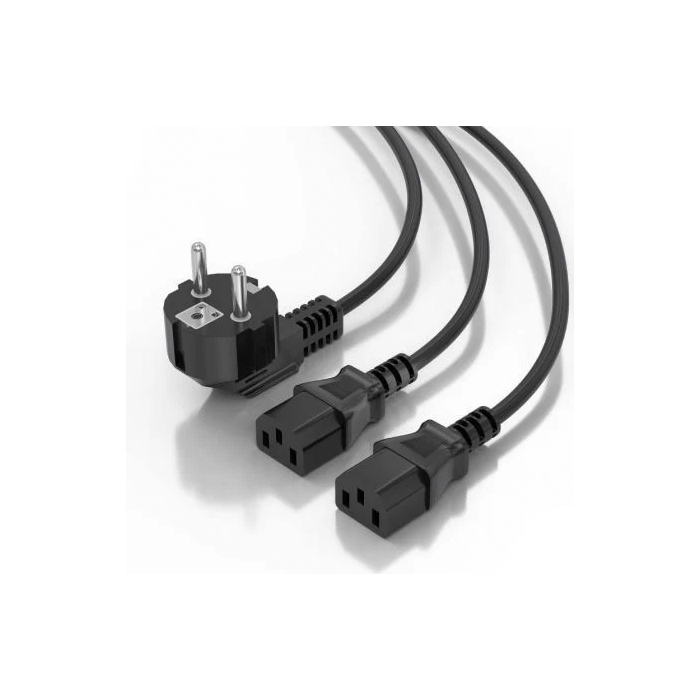 AISENS - CABLE ALIMENTACION CPU, CEE7/M-2xC13/H, NEGRO, 1.8M 2