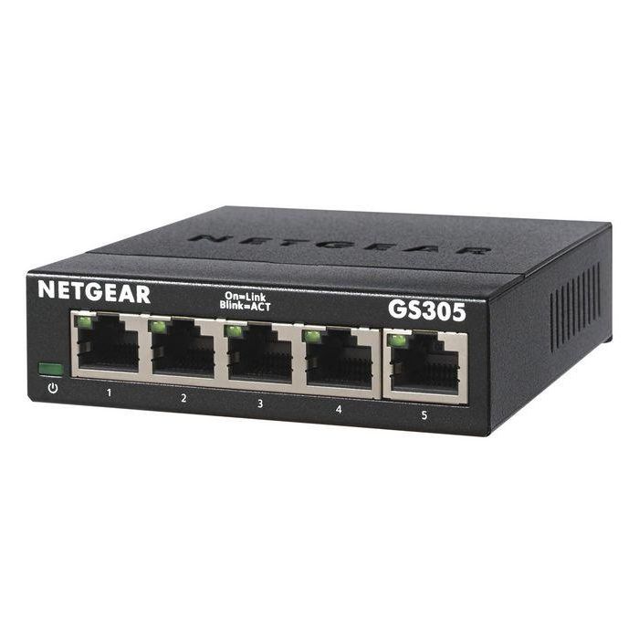 Netgear GS305v3 Switch Ethernet Gigabit No Gestionable 5 Puertos RJ-45 (10/100/1000 Mbps) 10 Gbps Metálico EU 1