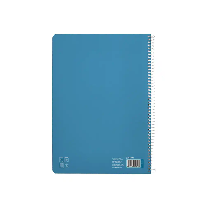 Liderpapel Cuaderno Espiral A4 Pautaguía Tapa Blanda 80 Hojas 75gr Cuadro Pautado 4mm Azul 2