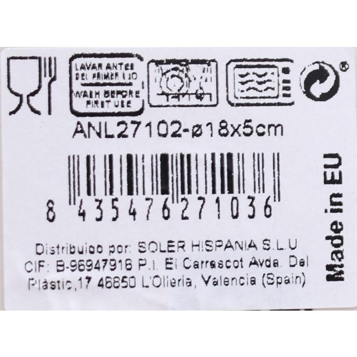 La Mediterranea Bol "Anllo" Nordic Ivory Brillo 18 cm (12 Unidades)