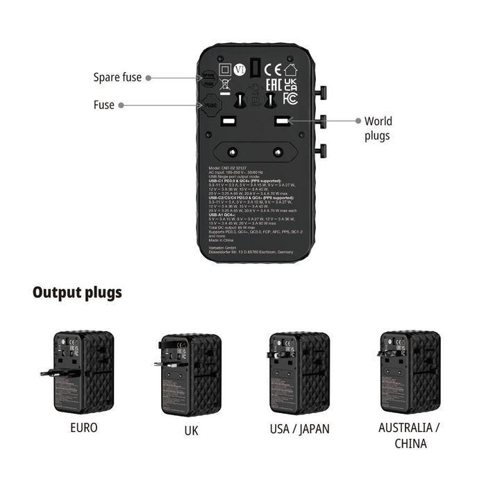 Verbatim Charge 'n' Travel Diamond 85W Retractable Cable CNT-02 11 Verbatim Charge 'n' Travel Diamond 85W Retractable Cable CNT-02 11