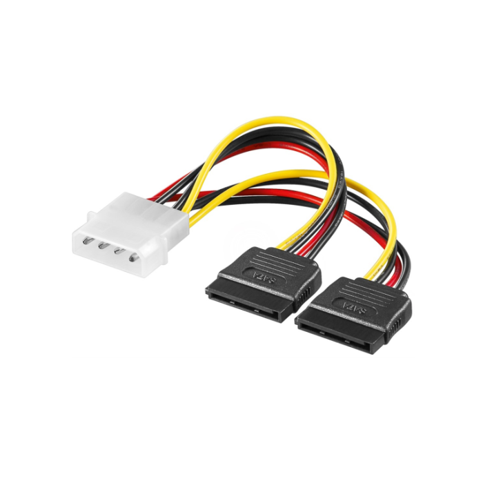 Ewent EC1500 Cable de Alimentación Interna Molex (4-pin) a 2x SATA (15 pines) para HDD/CD/DVD/BluRay, 0,13 m