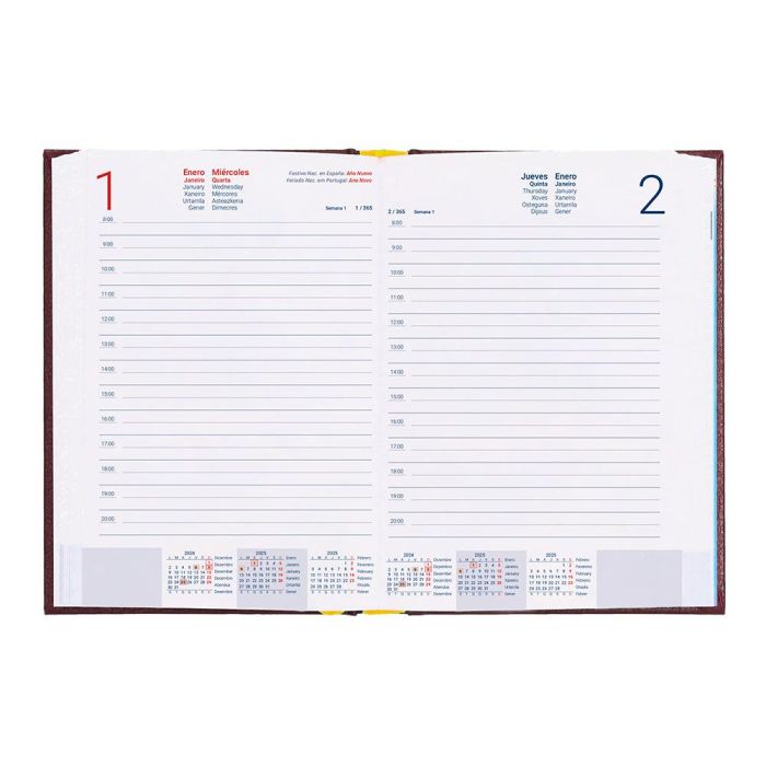 Agenda Encuadernada Liderpapel Corfu A5 2025 Dia Pagina Color Rojo Papel 60 gr 8