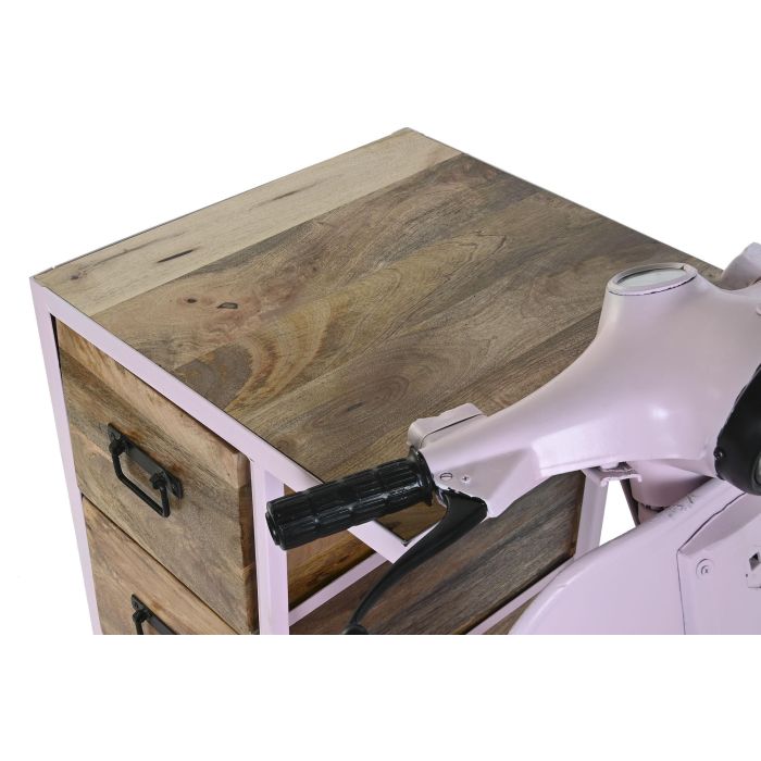 DKD Home Decor Cajonera Shabby Rosa Palo Natural, 3 Cajones, Madera Mango y Metal, Diseño Moto Scooter, 100 Ancho x 68 Fondo x 105 Alto cm 1 DKD Home Decor Cajonera Shabby Rosa Palo Natural, 3 Cajones, Madera Mango y Metal, Diseño Moto Scooter, 100 Ancho x 68 Fondo x 105 Alto cm 1