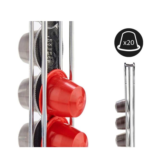Portacápsulas Doble Inoxidable 20 Cápsulas Café Pequeñas Kinvara 10x37.5x9 cm Plata (12 Unidades) 3 Portacápsulas Doble Inoxidable 20 Cápsulas Café Pequeñas Kinvara 10x37.5x9 cm Plata (12 Unidades) 3