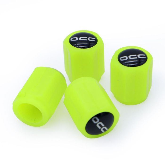 Occ Sport OCCLEV005 Tapones de válvula de aire universales fluorescentes de ABS, pack de 4 unidades amarillas. Brillan en la oscuridad. Occ Sport OCCLEV005 Tapones de válvula de aire universales fluorescentes de ABS, pack de 4 unidades amarillas. Brillan en la oscuridad.