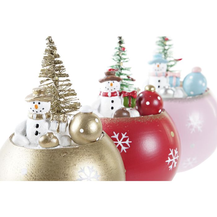 DKD Home Decor Figura Navidad Muñeco de Nieve Fantasía con luz LED MDF Rojo Rosa Dorado 8x11x8 cm (3 Unidades) 2 DKD Home Decor Figura Navidad Muñeco de Nieve Fantasía con luz LED MDF Rojo Rosa Dorado 8x11x8 cm (3 Unidades) 2