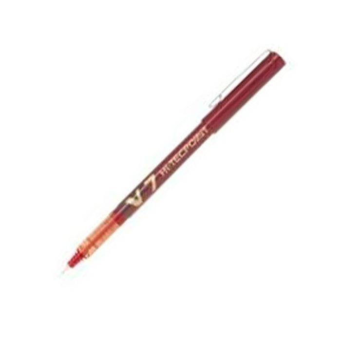 Pilot Roller Tinta Líquida V7 Hi-Tecpoint Rojo - 0.7 mm, Punta de Aguja, VSystem