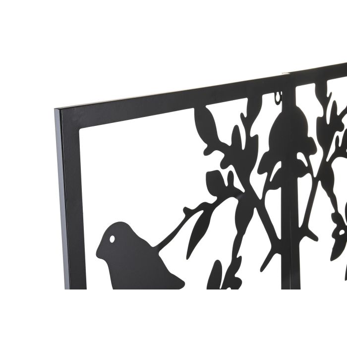 DKD Home Decor Decoración Pared Metálica Shabby con Pájaros Negro 90x70 cm Set de 2 Piezas 1