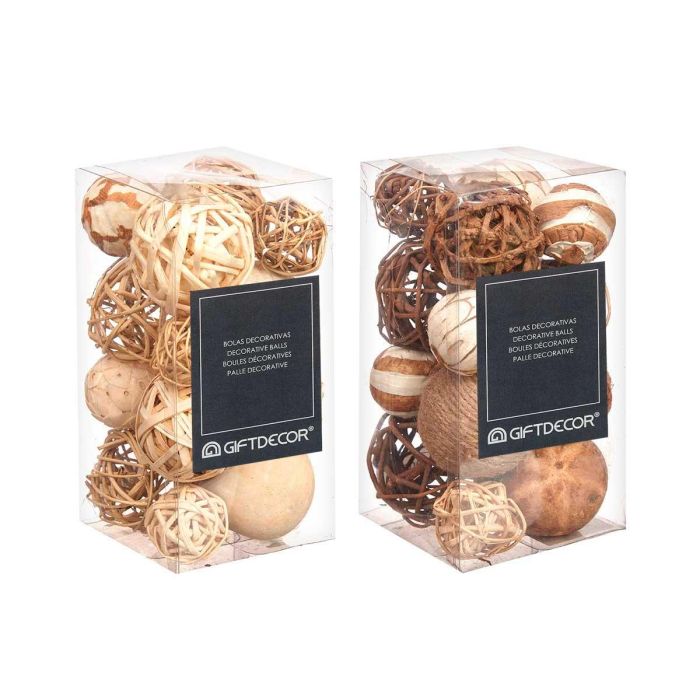 Set de 2 Bolas Surtidas Giftdecor - Madera y Fibra Natural - 10x20x10 cm (12 Unidades) 2 Set de 2 Bolas Surtidas Giftdecor - Madera y Fibra Natural - 10x20x10 cm (12 Unidades) 2