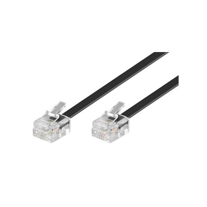 MicroConnect MPK186 Cable Modular RJ11 6P/4C 6m Negro para Teléfono y Módem, Conexión Confiable y Duradera