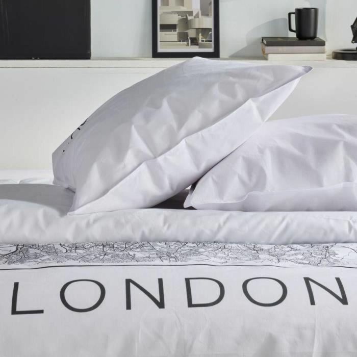 Today Juego de Cama TOD3574641256579 para 2 personas, 240x220 cm, Algodón Estampado Londres Blanco 1