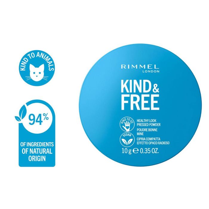 Rimmel London KIND & FREE powder #40-tan, Polvo Compacto Vegano con 94% de Ingredientes de Origen Natural, Acabado Mate y Duradero, 10g Rimmel London KIND & FREE powder #40-tan, Polvo Compacto Vegano con 94% de Ingredientes de Origen Natural, Acabado Mate y Duradero, 10g