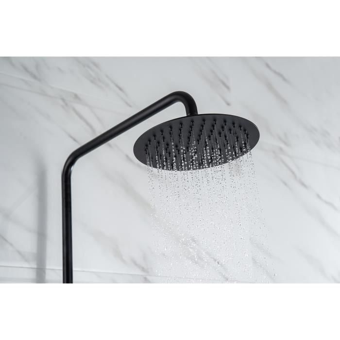 OCEANIC Columna de ducha - Mezclador termostático - Cabezal redondo alto diámetro 20 cm - Negro mate 2 OCEANIC Columna de ducha - Mezclador termostático - Cabezal redondo alto diámetro 20 cm - Negro mate 2