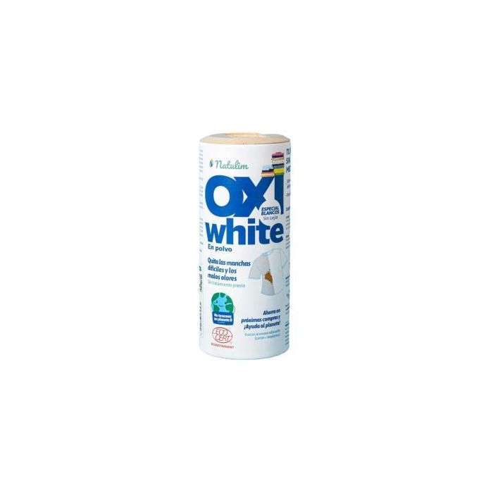 Natulim Oxi White 500 Gr Polvo Blanqueador Quitamanchas para Ropa, Elimina Malos Olores, Certificado Ecocert, Envase Cartón