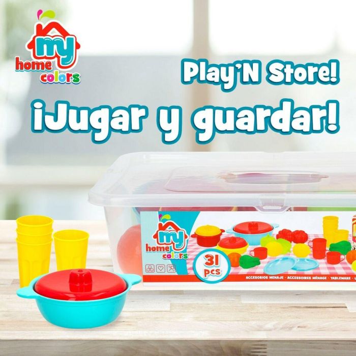 Set de Alimentos de Juguete Colorbaby Menaje y utensilios de cocina 31 Piezas (6 Unidades) 4 Set de Alimentos de Juguete Colorbaby Menaje y utensilios de cocina 31 Piezas (6 Unidades) 4