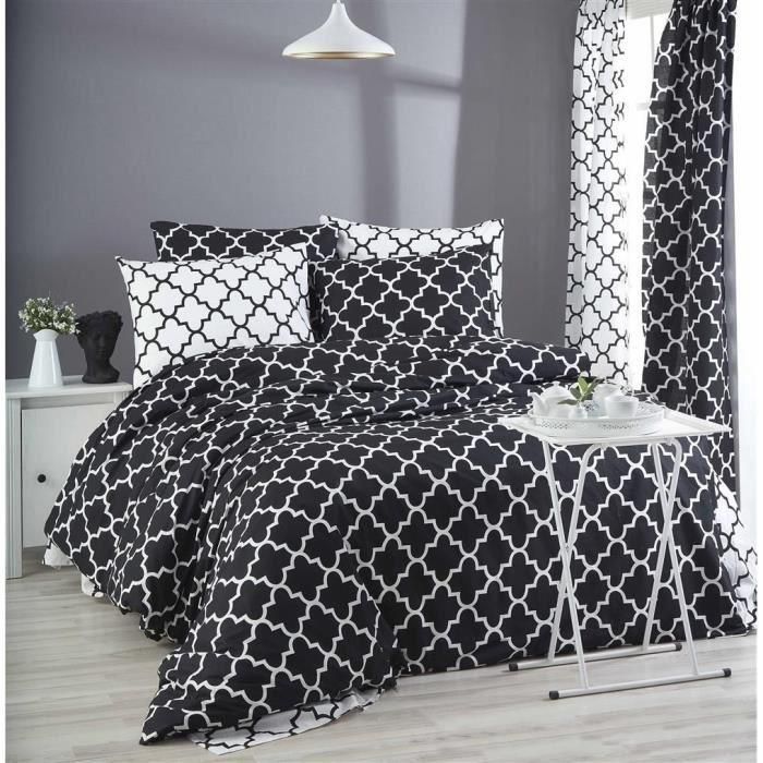 Juego de cama ASI8683742032472 - 1 funda nórdica 220x240 cm + 2 fundas de almohada 60x60 cm - 100% algodón reforzado - Negro 0 Juego de cama ASI8683742032472 - 1 funda nórdica 220x240 cm + 2 fundas de almohada 60x60 cm - 100% algodón reforzado - Negro 0