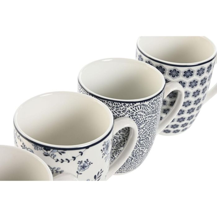 Mug Shabby DKD Home Decor Azul Blanco 9 x 10.5 x 12 cm Set de 4 2