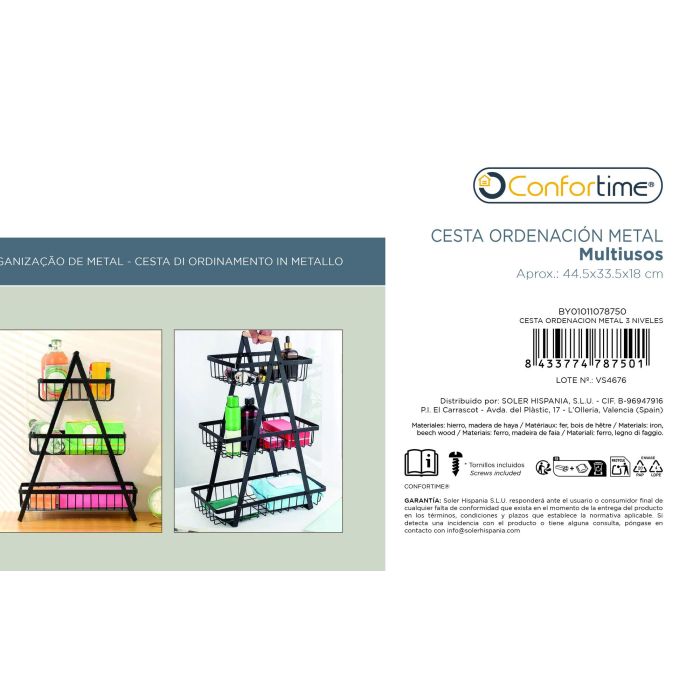 Cesta Ordenacion Metal 3 Niveles Confortime (6 Unidades) 6 Cesta Ordenacion Metal 3 Niveles Confortime (6 Unidades) 6