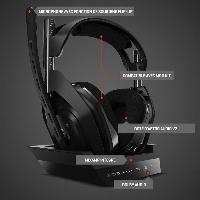 Auriculares ASTRO Astro A50 - Inalámbricos - Diseño montado en la cabeza - Estéreo - Negro - Alcance 914,4 cm - 20 Hz / 20 kHz - 5 Auriculares ASTRO Astro A50 - Inalámbricos - Diseño montado en la cabeza - Estéreo - Negro - Alcance 914,4 cm - 20 Hz / 20 kHz - 5