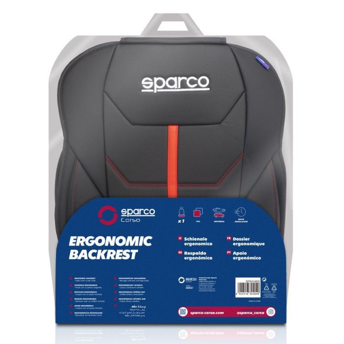 Sparco SPCS414RD Respaldo Ferrara Ne-Rojo Pvc Sparco Cs 6 para Asiento de Coche Universal, Diseño Deportivo, Negro/Rojo 1