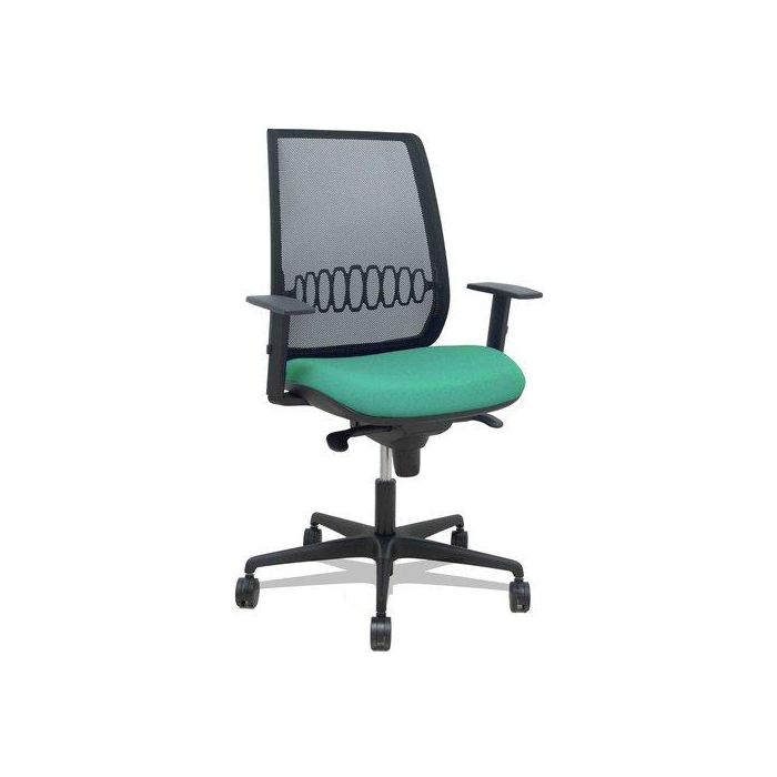 Silla Piqueras Y Crespo Alares Brazos Regulables Ergonomica Mecanismo Sincro Respaldo Malla Negra Asiento Tapizado Bali Verde Esmeralda