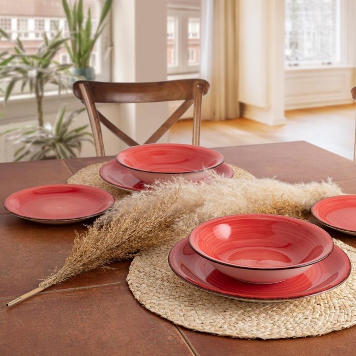Quid Plato Postre Cerámico Coral Vita 19 cm Rojo Juego de 12 Unidades Pintado a Mano, Apto para Lavavajillas y Microondas, Apilable 1 Quid Plato Postre Cerámico Coral Vita 19 cm Rojo Juego de 12 Unidades Pintado a Mano, Apto para Lavavajillas y Microondas, Apilable 1