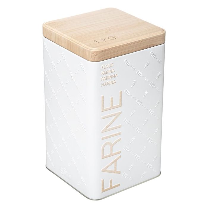 Snips Caja metálica para harina 1kg Scandi nature - Almacenaje de harina, Metal, Blanco/beige
